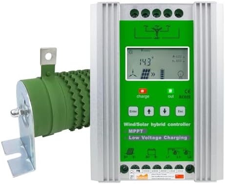 Smart Wind Power Controller with LCD Display, 300W-1500W Wind + 500W-1200W Solar Turbine Regulator, 12V/24V/48V, Dump Load Included, Efficient Energy Management