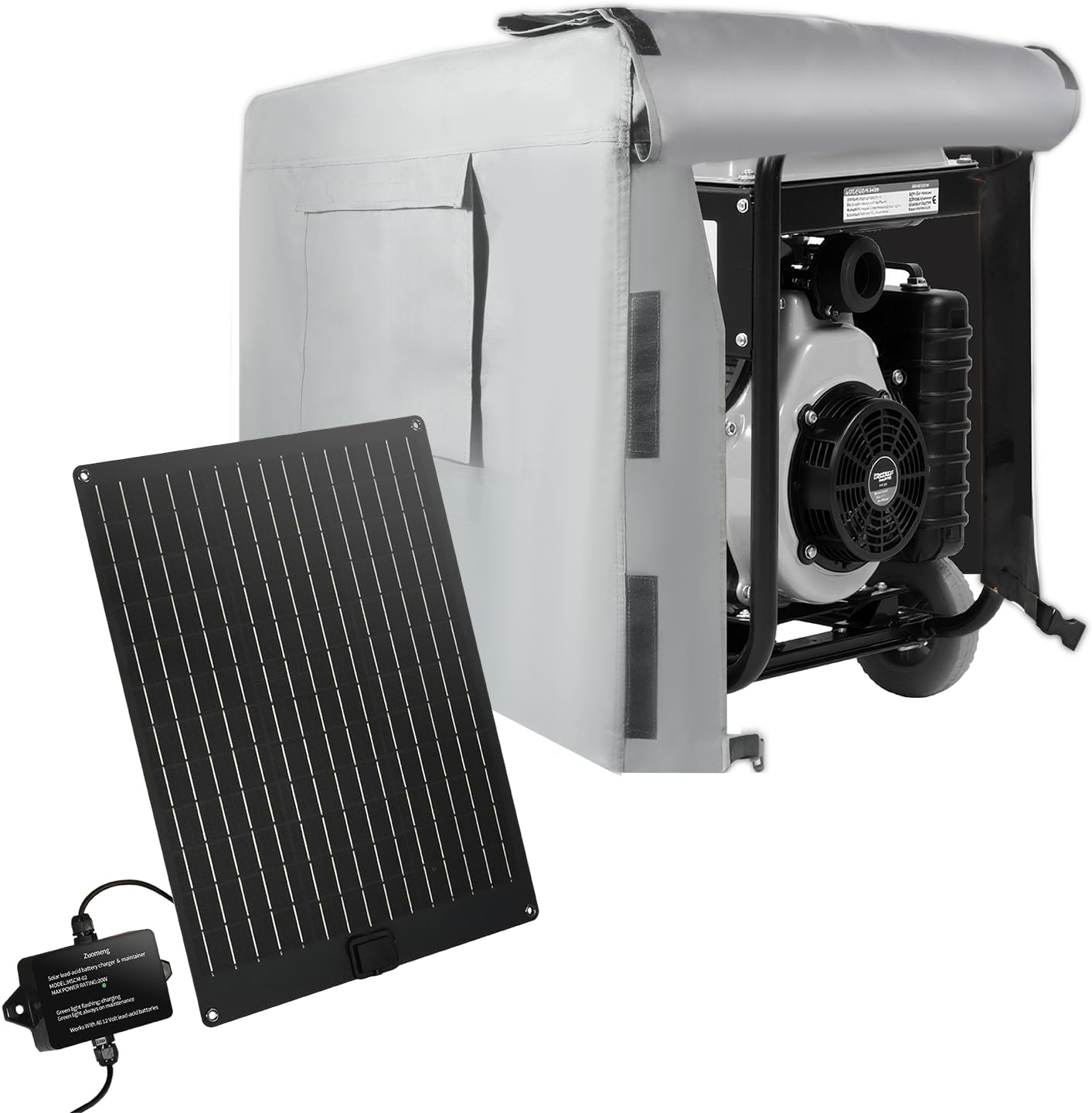 20W Solar Battery Charger & Trickle Charger Maintainer with Generator Cover, MPPT Pulse Tech Solar Panel Kit, Weatherproof 32