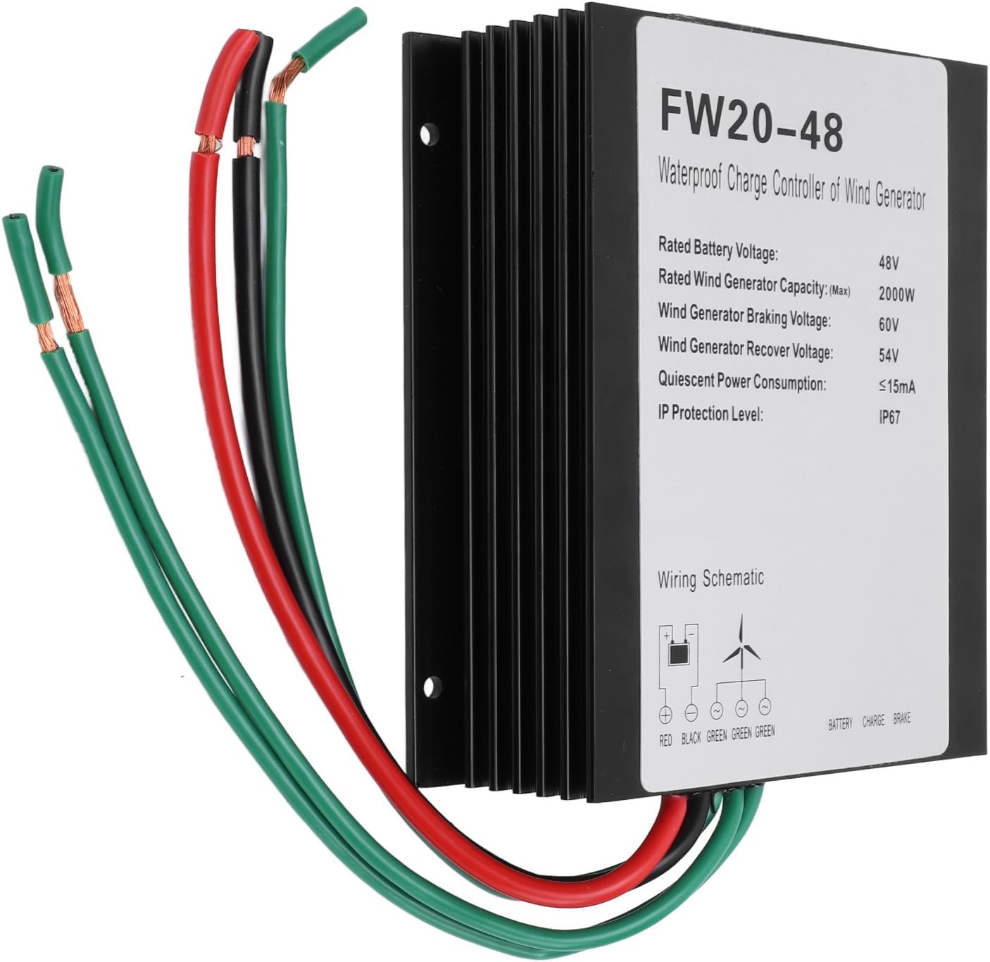 MPPT Wind Turbine Charge Controller 48V IP67 Water , Automatic Braking for 2000W Wind Turbine - Advanced Heat Dissipation, Reliable Protection, Ideal for Renewable Energ