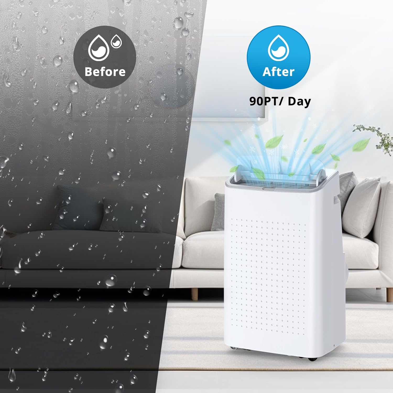 Portable Air Conditioners 14000 BTU 3-IN-1 Freestanding AC Unit, Cools Up to 750 Sq.Ft, Fan/Dehumidifier/Cooling Modes, with Remote Control, Smart and Sleep Mode, 24H Timer, Auto Swing, Window Ki