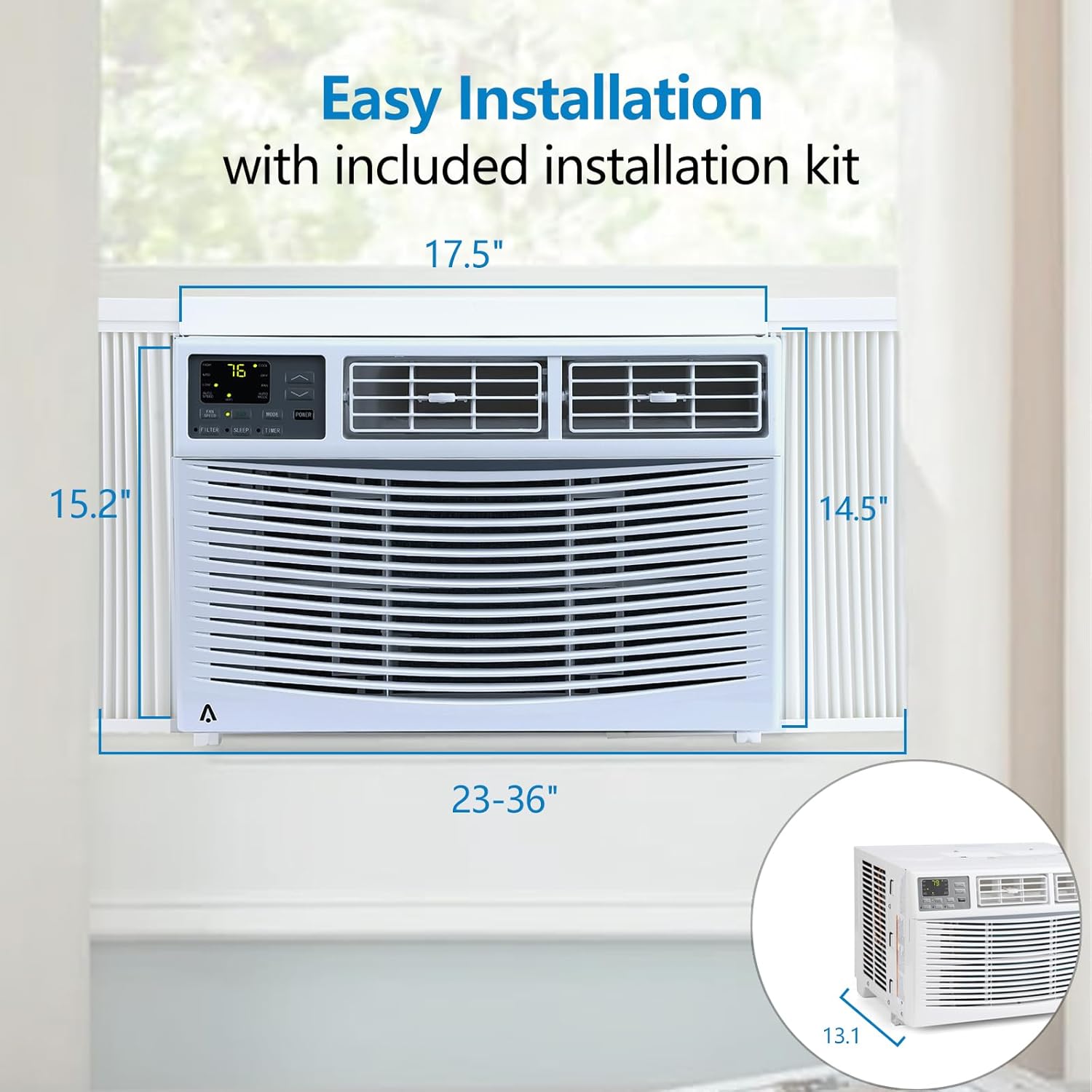 TrailBlaze 8000 BTU Window Air Conditioner with WiFi, Up to 650 Sq.Ft., Window AC Unit with Remote & App Control, Self-Evaporation, Auto-Atomizing, Eco & Sleep Mode, 24H Timer, 115V/60Hz, White
