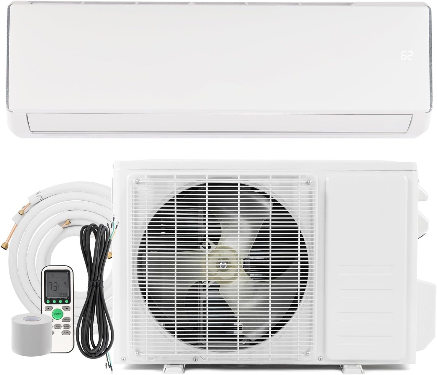 Bonnlo 11500 BTU Mini Split Air Conditioner & Heater, 17 SEER2 230V Inverter Ductless Wall AC Unit for Rooms up to 550 Sq. Ft with Pre-Charged Condenser, Heat Pump & Installation Kit