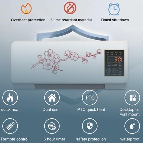 Mini Air Conditioner Wall Mounted Fan Bedroom Air Heating Fan, Portable Heating System, Air Conditioner Fan With Digital Display