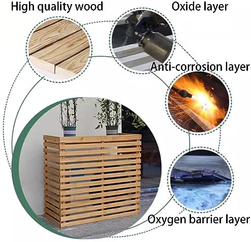 Air Conditioner Fence for Outside Units Solid Wood Air Conditioner Cover Plant Storage Outdoor Privacy Screen Hide Air Conditioner (Color : Black, Size : Large)