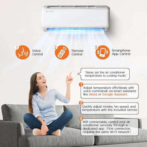 Albott 9100 BTU Mini Split Air Conditioner and Heater, SEER2 20.5, 115V, Inverter Heat Pump AC with Wi-Fi Smart Control, Remote, Alexa Voice Assistant, Self-Cleaning, Cools up to 450 Sq. Ft.