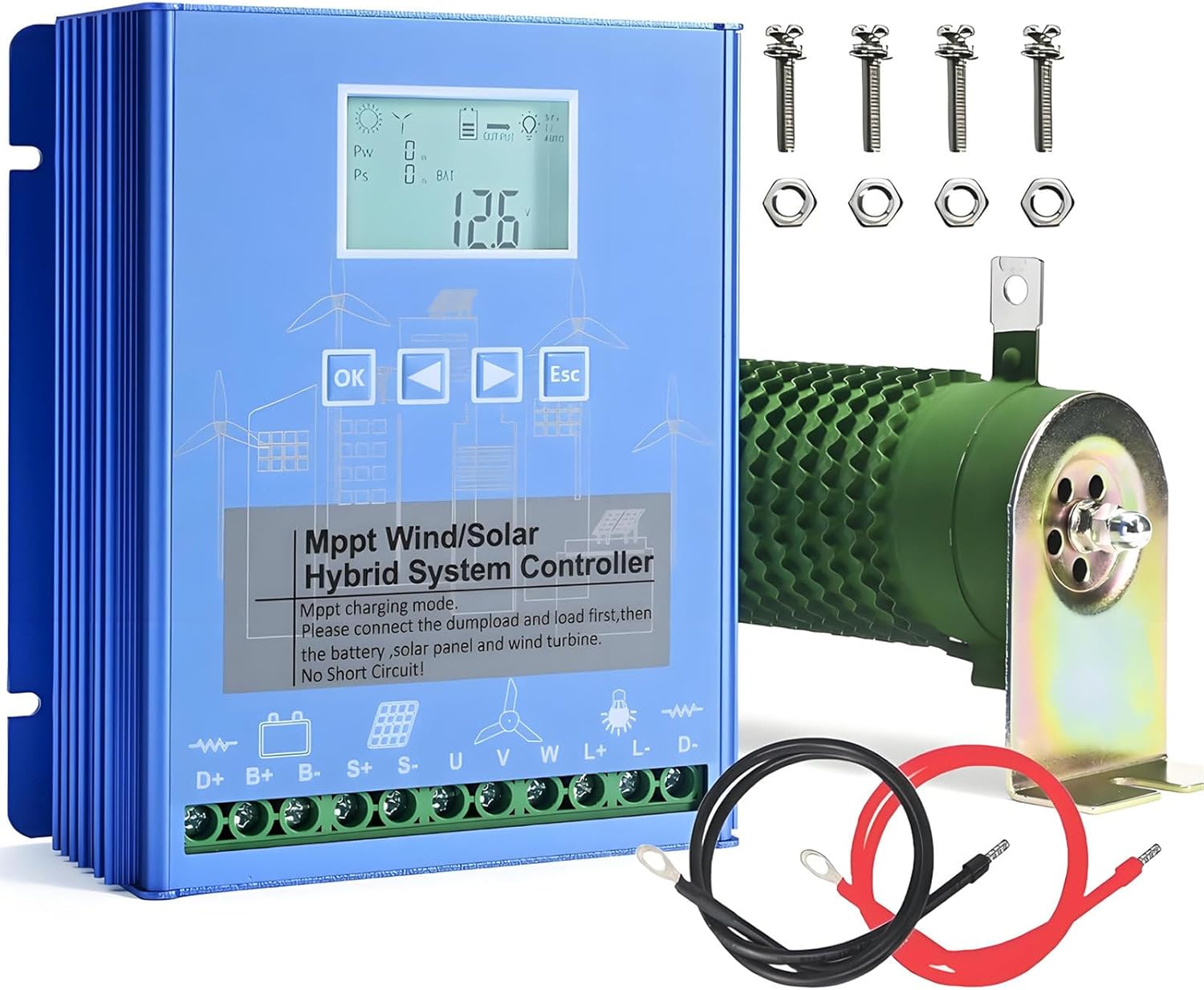 15000W Wind Solar Hybrid Charge Controller,w/Dump Load,12V 24V 48V Auto MPPT Charging Boost Charging Regulator,for Home Boat Street Light 24V/48V(Auto)