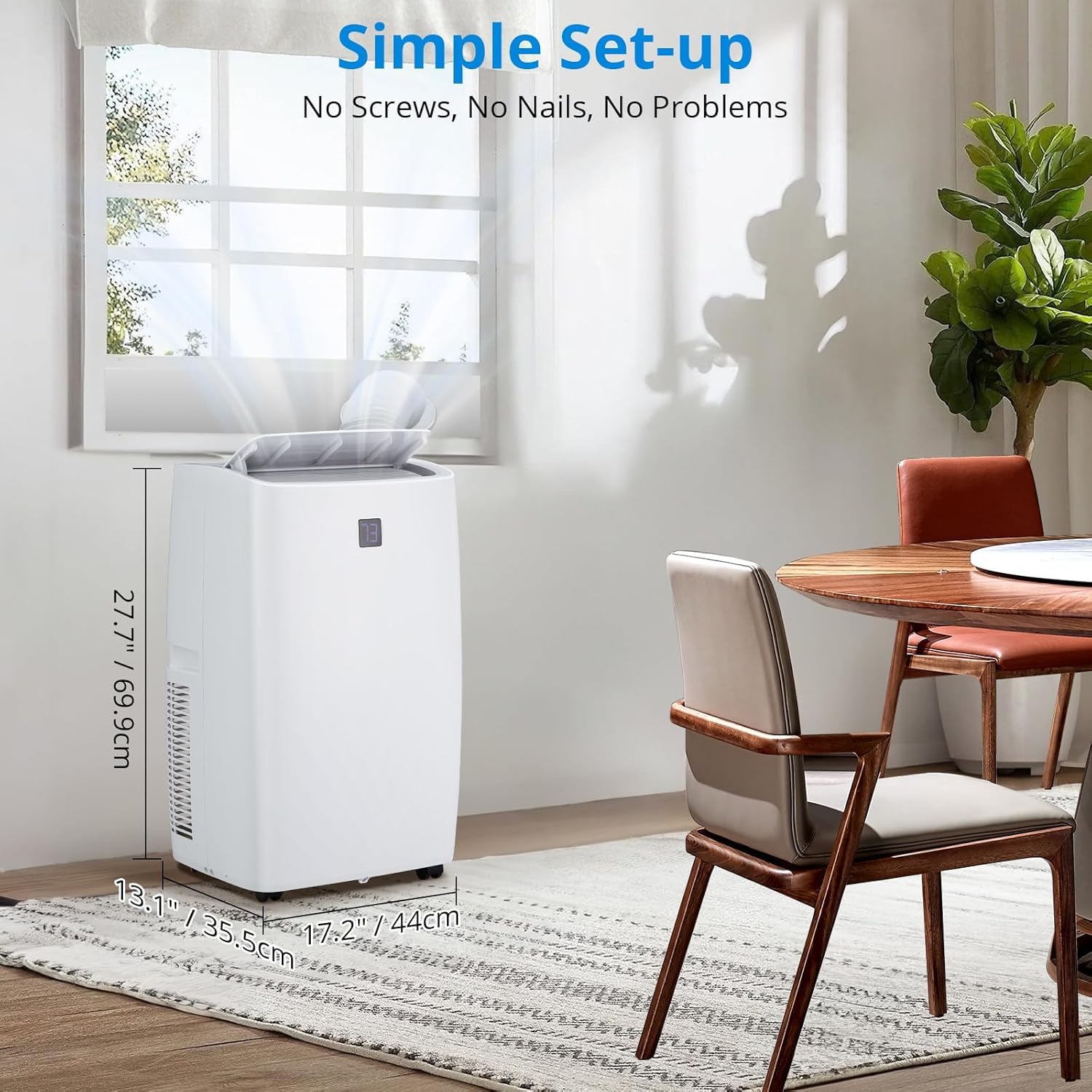 Portable Air Conditioner,12,000 BTU Cools Rooms Up to 550 Sq.Ft. 3 Modes, Remote Control, Easy Installation Kit Included