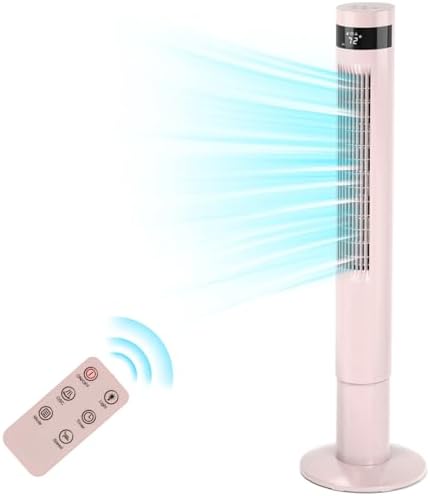 Antarctic Star Tower Fan Portable Floor Fans 85°Oscillating Fan 43'' Quiet Cooling 12H Timer Remote Control Standing Bladeless Electric 3 Speeds Wind 3 Modes Bedroom Office(43 inch, Pink)