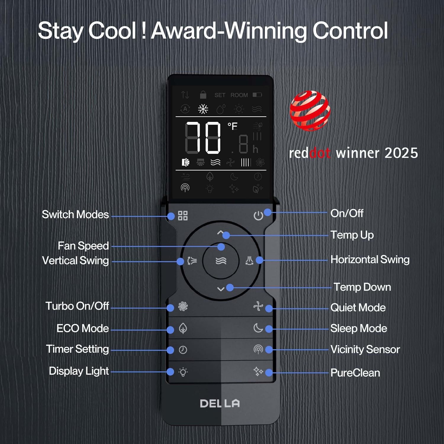 DELLA Motto Series 9100 BTU 19 SEER2 230V Mini Split AC, Cools Up to 400 Sq.Ft, Works with Alexa and Wifi, Ductless Inverter System Air Conditioner, Pre-Charged Heat Pump and 16.4ft Kits