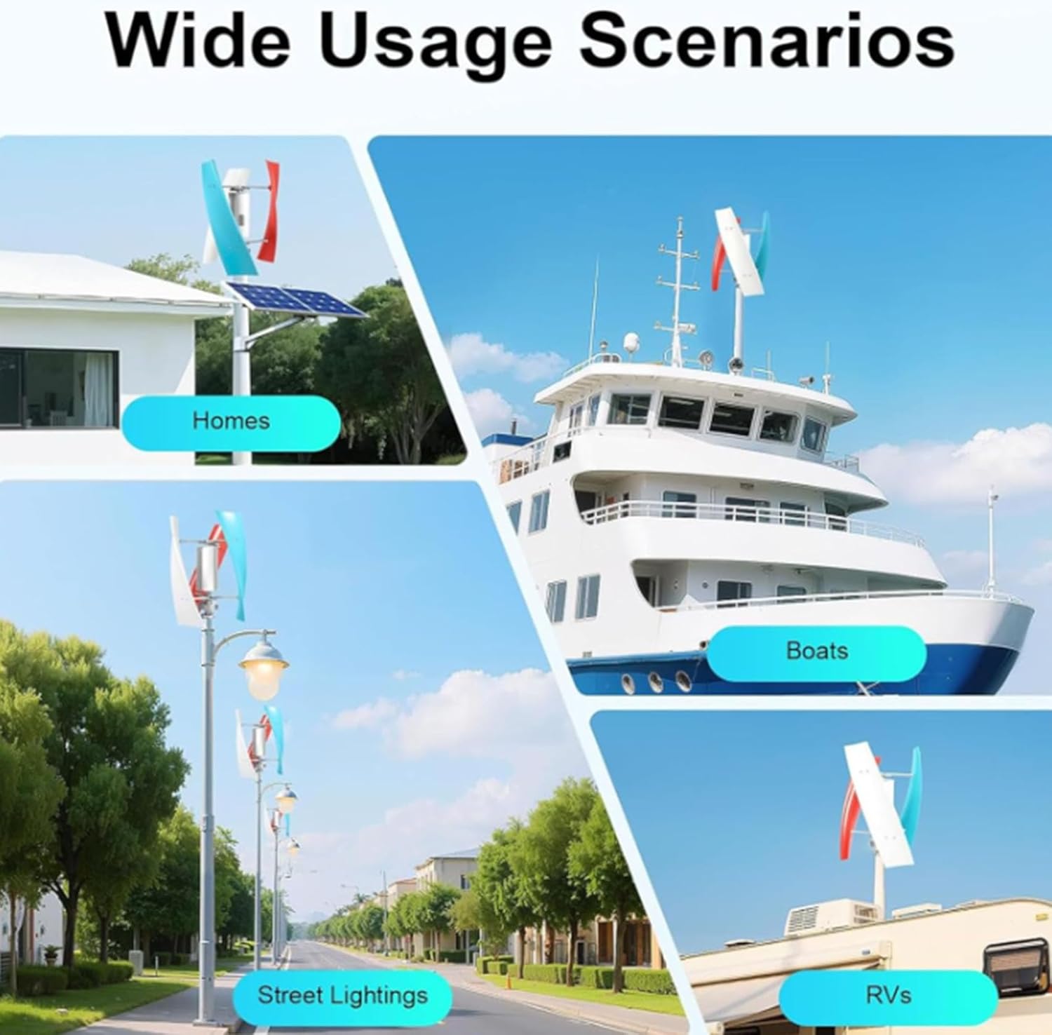 24v, Vertical Wind Turbine Generator, 6000W12V/24V/48V/220V Magnetic Levitation Technology, with Inverter, Ideal for Home & Street Lighting Solutions