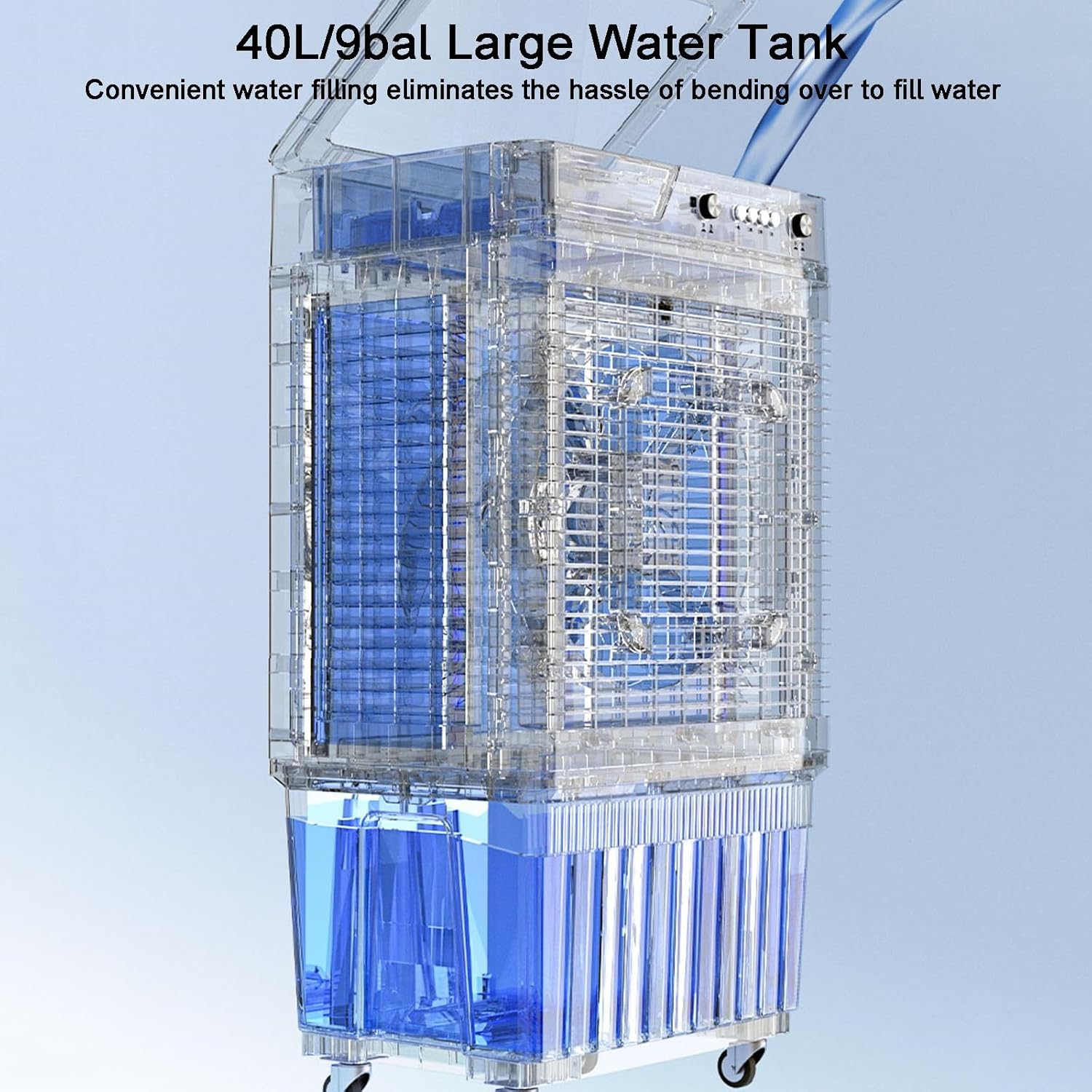 Portable Air Conditioners, Cooler for Room, Wind from All Directions, 40L/9bal Water Tank, 3 Speeds, for Shop, Factory, Garage