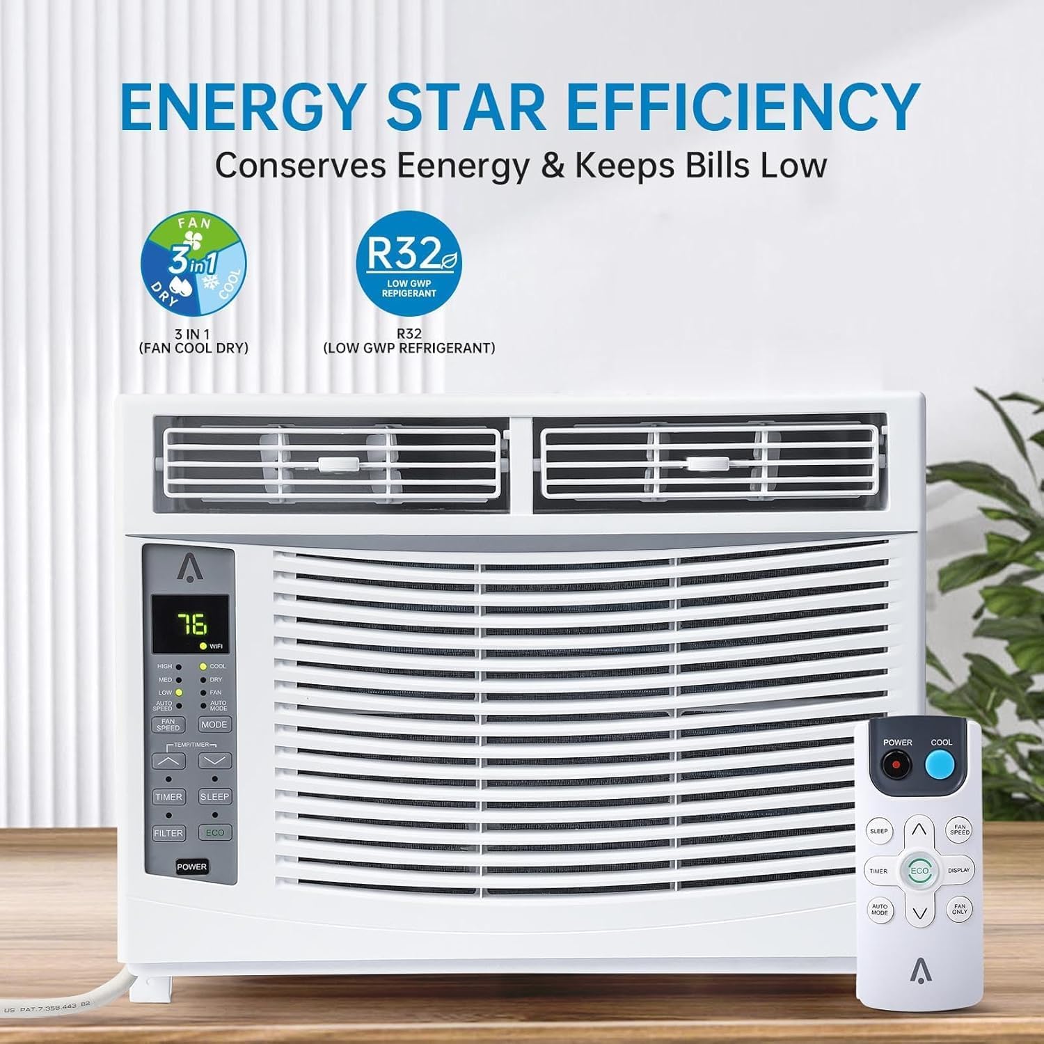 Smart Window Air Conditioner 6000 BTU with Remote and App Control, Low Noise 50 dB for 23-36 inch Windows, Energy Saving, Cools 250 Sq.ft,110-115V