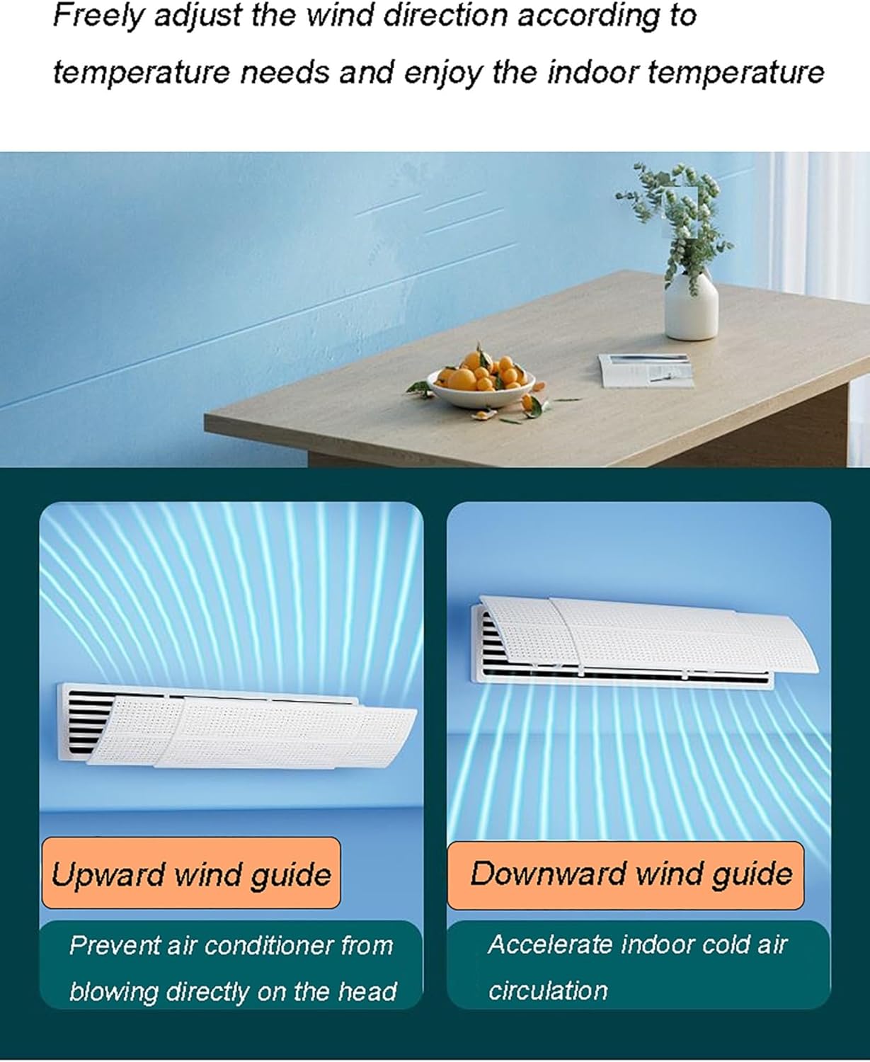 Central Air Conditioner Outlet Prevent Direct Blowing Deflector, Air Conditioner Deflector, Cold Air Grille Baffle for Home, Office, Warehouse