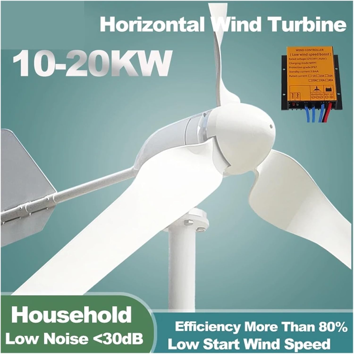 15KW 10KW 20KW 24V 48V Wind Turbine Generator Low Speed Windmill AC Output Household Horizontal Complete Kit Industrial Energy(with mppt Control,48V_20KW)