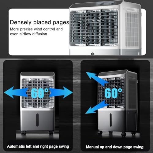 Evaporative Cooler, Knob Type Swamp Cooler, Portable Air Conditioners with 4 Ice Crystals, 3 Speed, 120° Oscillation for Room, Patio, Garage(78cm/31in)