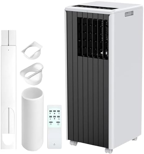 8,000 BTU Portable Air Conditioner - 3-In-1 Cooling, Dehumidifier & Fan for Rooms Up to 350 Sq.Ft. - Quiet AC Unit With Remote, 24H Timer & Window Kit