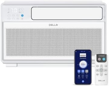 DELLA 10000 BTU Smart Inverter Window Air Conditioner Ultra Quiet AC Unit Cools up to 440 Sq.Ft, Works with Alexa, GEO Location, Energy Star Certified, Remote/Wi-Fi Enabled Control, Easy Install Kit