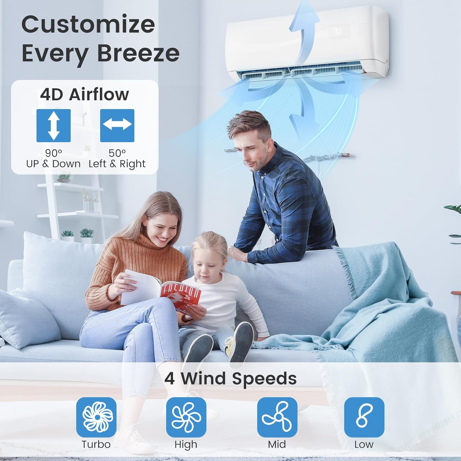 ARLIME Mini Split AC, 9000 BTU Inverter Air Conditioner & Heater w/ 0.75 Ton Heat Pump, 19 SEER2, 115V, Cools up to 450 sq. Ft, Pre-charged w/ R32 Refrigerant, Wall AC Unit with Installation Kit