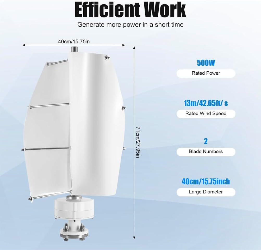 12000W Wind Turbine Generator, 12V 24V 48V Small Windmill Portable Vertical Wind Power Turbine Generator Kit with Charge Controller