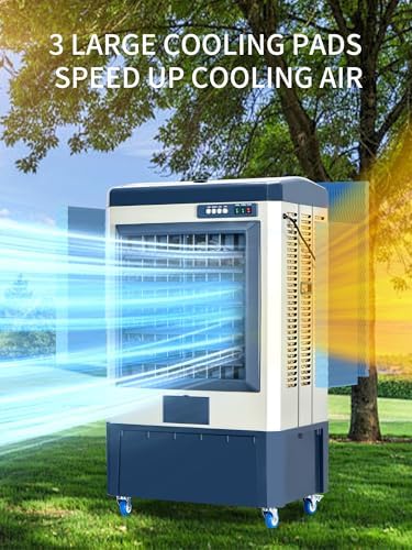 Uthfy 48” Evaporative Air Cooler, 6500 CFM Swamp Cooler Air Conditioner with 19 Gal Water Tank, 5 Ice Packs, 120° Oscillation, Portable AC with 3 Speeds for 16000 Sq.ft Outdoor, Patio, Warehouse Use