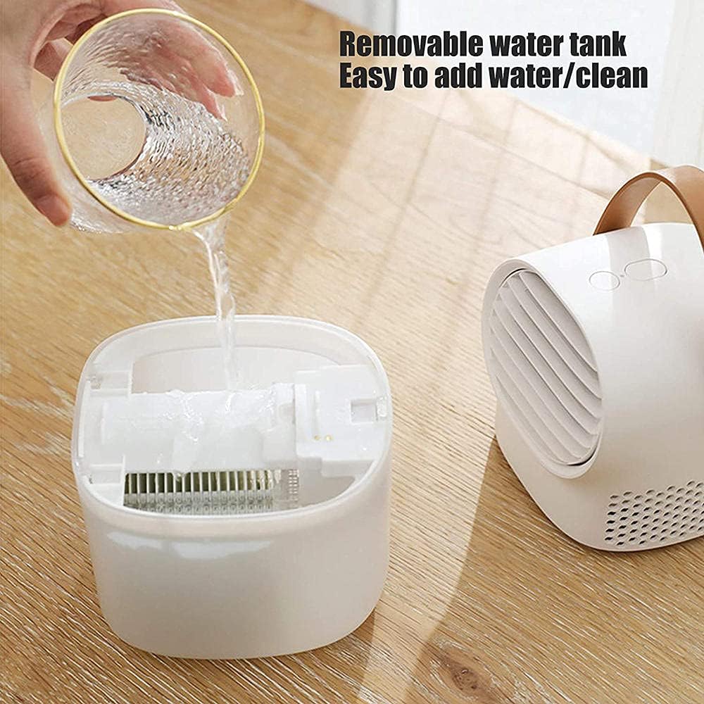 USB Desktop Air Cooler Portable Air Conditioner Fan Negative Ion Air Cooling Fan for Home Office Small Desktop Air Cooler fan-White