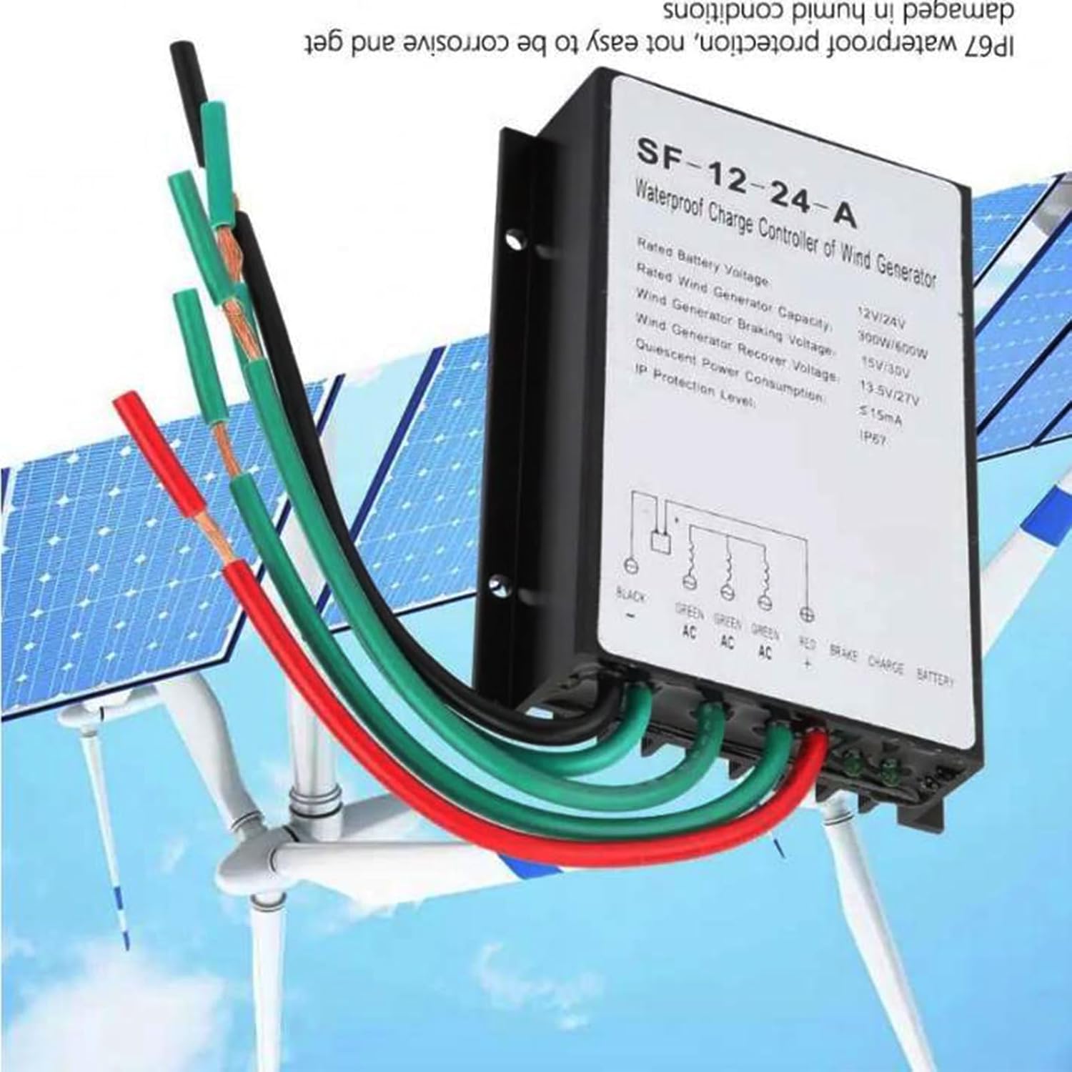 220v,MPPT Wind Turbine Charge Controller, 100W-600W 12V 24V Auto Match IP67 Waterproof Universal Generator for All Wind Turbine Generator