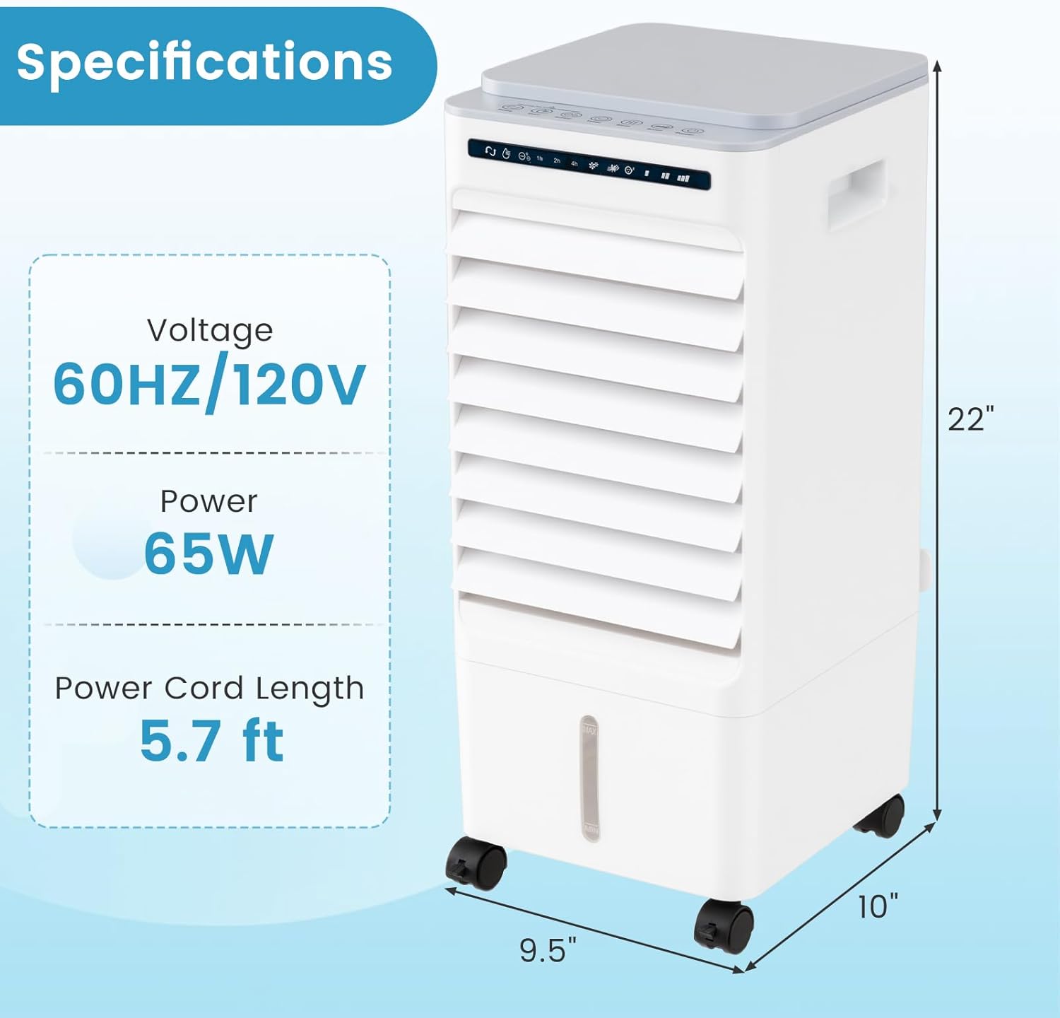 KOTEK Evaporative Air Cooler, 3-In-1 AC Fan with Humidifier, 3 Modes, 3 Speeds, 7H Timer & 1.6 Gal Water Tank, Remote Control, Led Display, Fast Cooling Air Cooling Fan for Home & Office