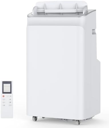 Portable Air Conditioner 12,000BTUs, A/C for Rooms up to 550 Sq. Ft, Built-in Dehumidifier, Fan, and Sleep Mode, Includes Remote Control, Reusable Filter, and Window Kits