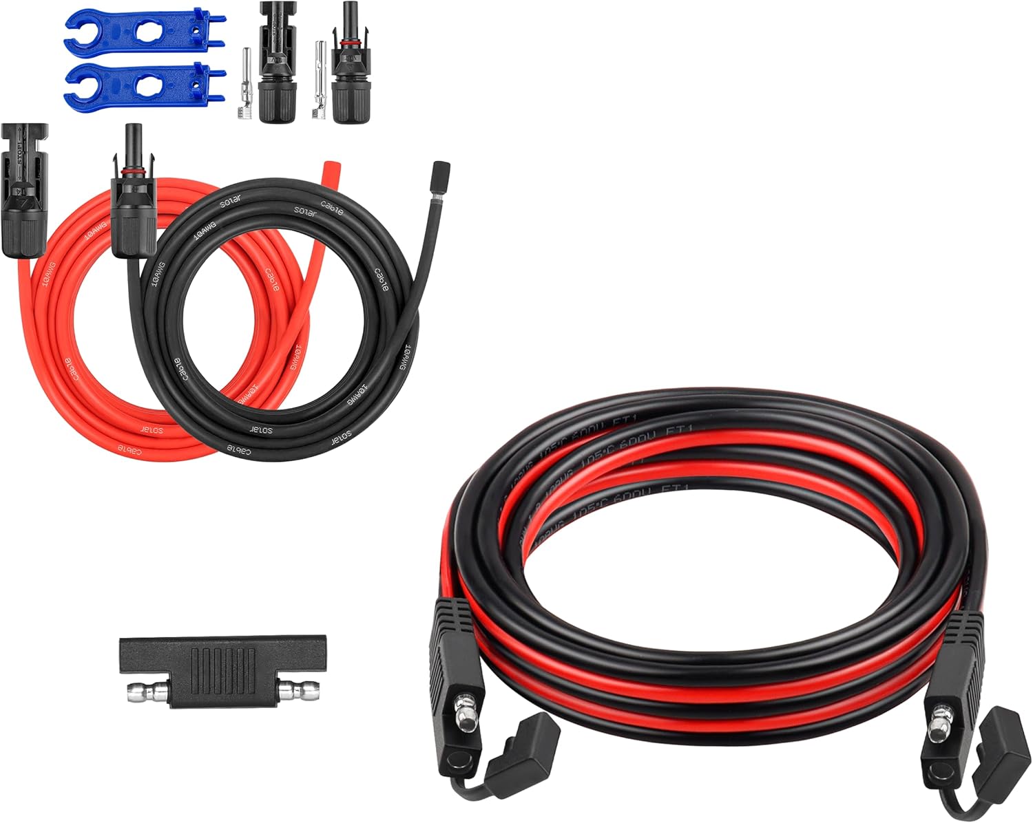 10AWG 20FT SAE Extension Cable + 30 FT 10AWG Solar Panel Extension Cable