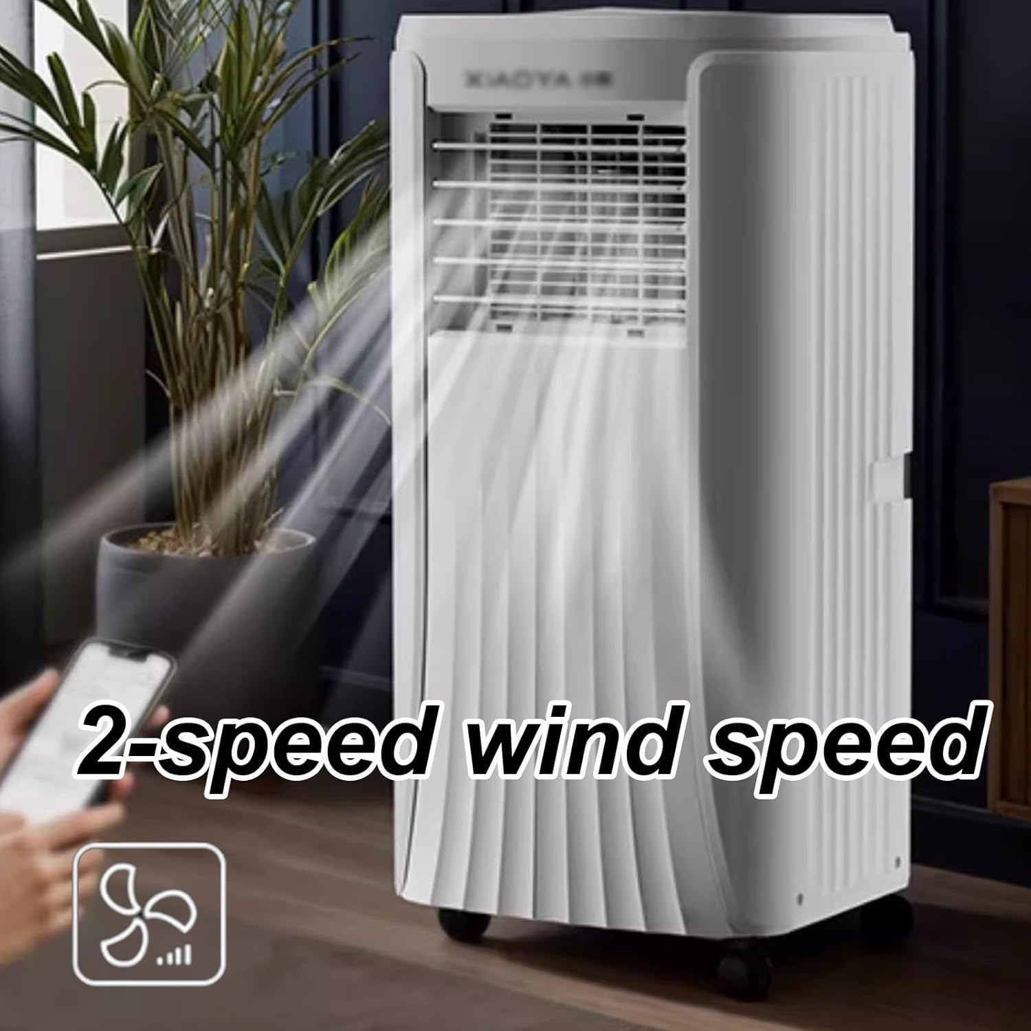 No Vent Portable Air Conditioner 2 Wind Speeds Room Ac Unit with 360° Universal Wheels and Remote Control 24H Timer, Bedroom, Office, Apartments 220V(33.4 * 32.8 * 69cm)