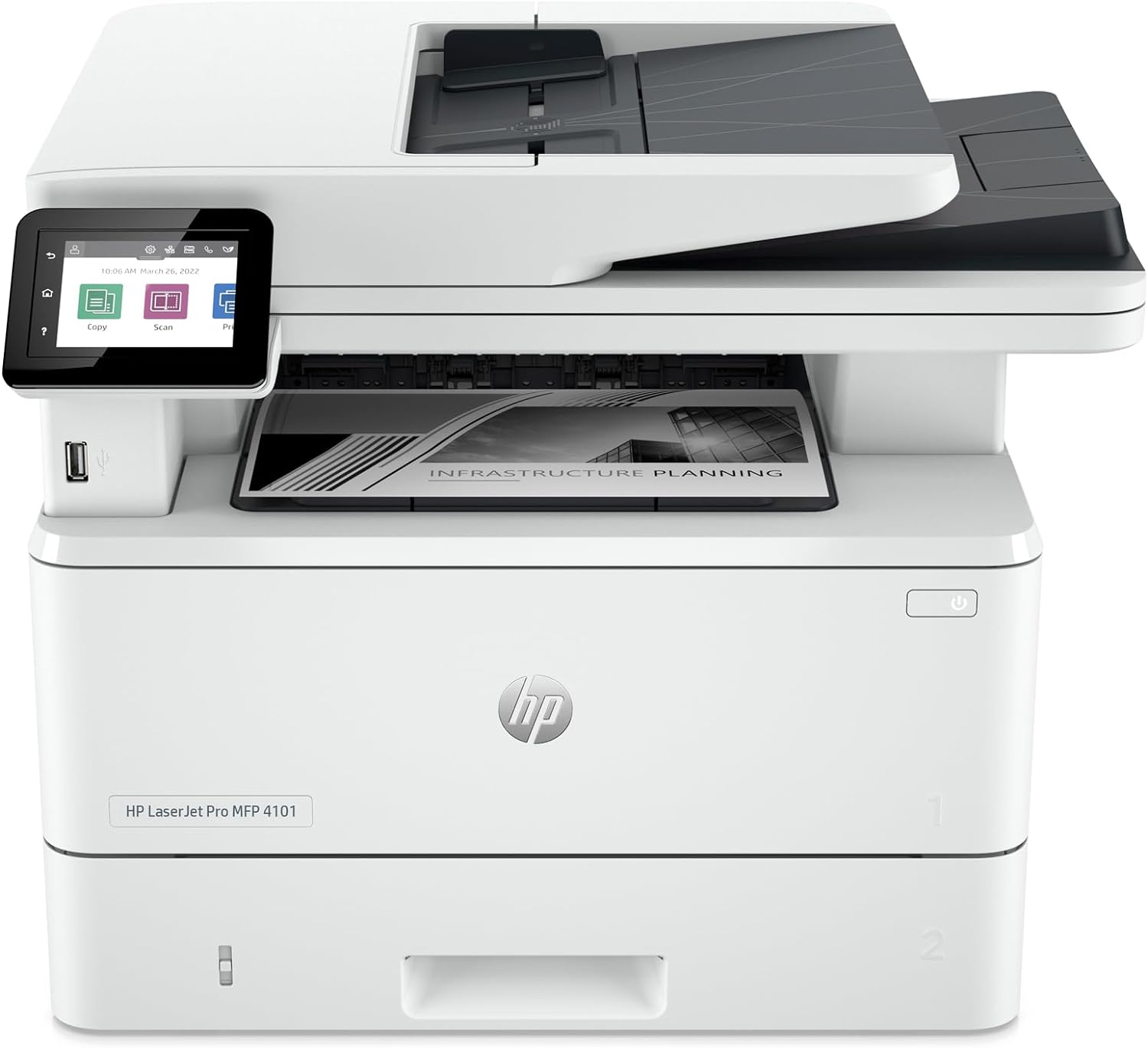 HP Laserjet Pro MFP 4101fdw Wireless Black & White All-in-One Laser Printer, Scanner, Copier, Fax, Best-for-Office (2Z619F)