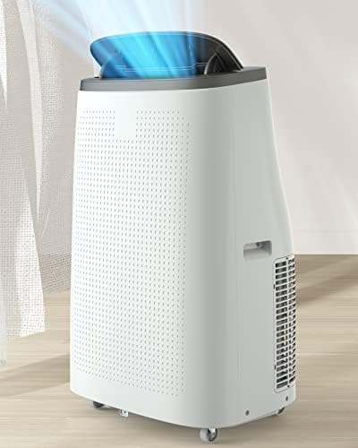 DEXSO Portable Air Conditioner 14,000 BTU, A/C for Rooms up to 750 Sq. Ft, Built-in Dehumidifier, Fan, and Sleep Mode, Includes Remote Control, Reusable Filter, and Window Kits