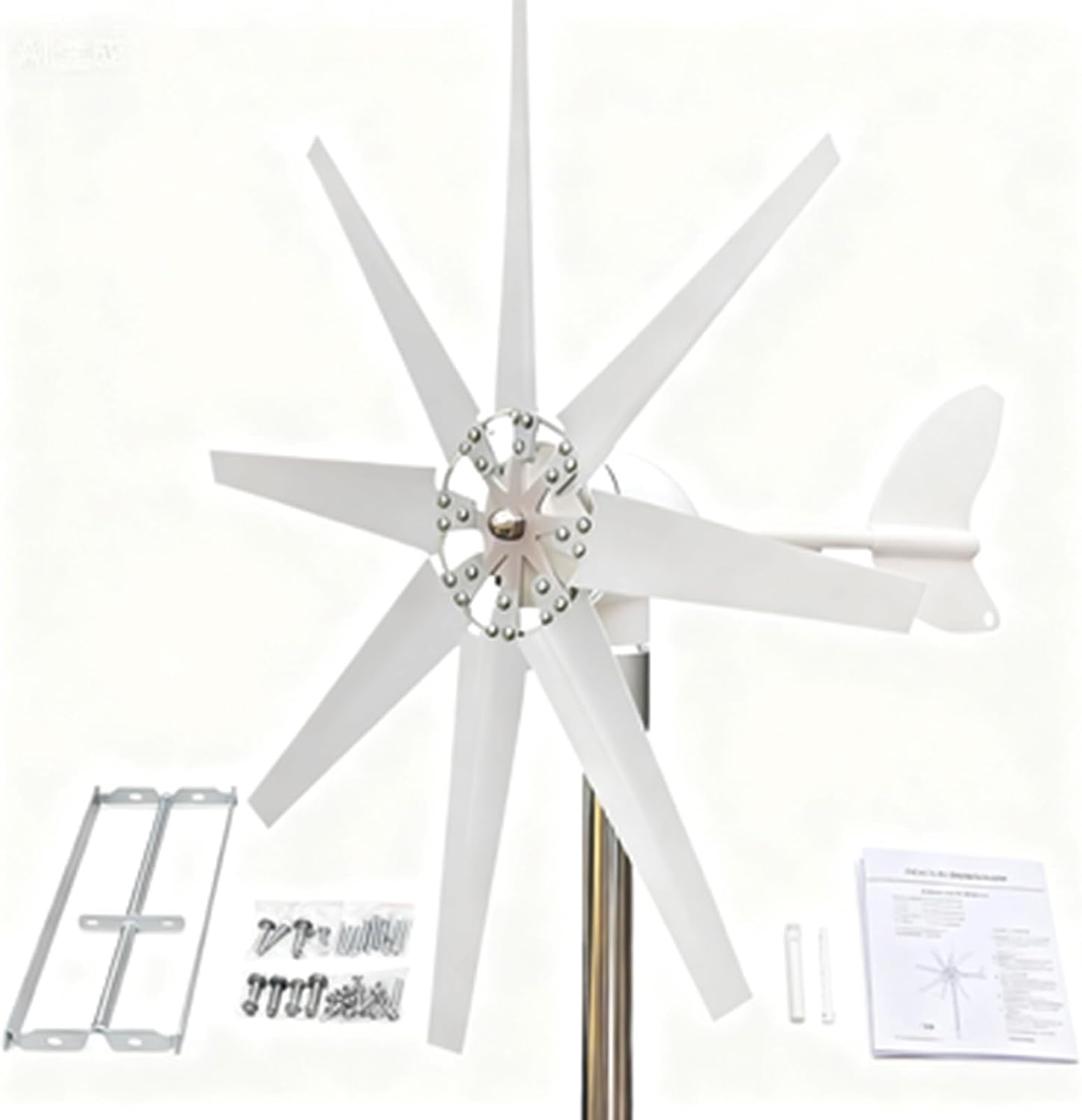 8 Blade Wind Turbine Generator Set, 12000W 220V 12V 24V 48V +Charge Controller Vertical Wind Turbine Generator Kit for Outdoor Garden ﻿
