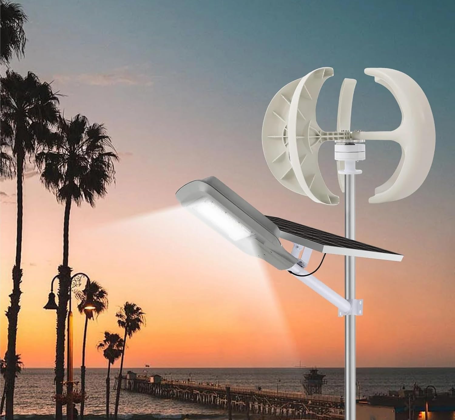 Wind Generator, 300W 12V/24V Wind Generator Solar Turbines Lantern 5 Blades Electromagnetic Control IP67,Wind Turbine(12V)