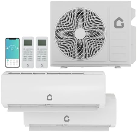 GarveeHome 20000 BTU Dual Zone Mini Split Air Conditioner, 20 SEER2 208-230V Wall Mounted Inverter w/ R454B Refrigerant, 9K+9K WiFi Pre-Charged Heat Pump split-system cooling/heating Up to 800 Sq.Ft