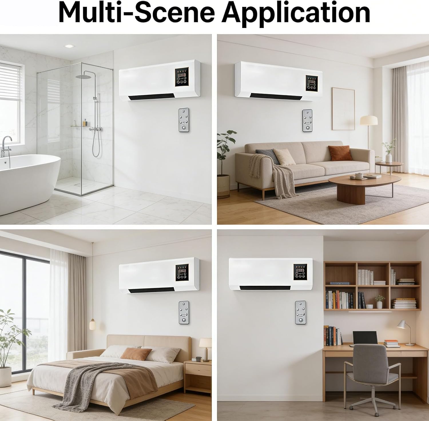 Multifuntional Wall Air Conditioner Fan 2 in 1 Wall Heating System Mini Portable Ac and Heater Combo Unit Smart Air Conditioner Heater Fan with Timer for Living Room Bedroom Office(Red)