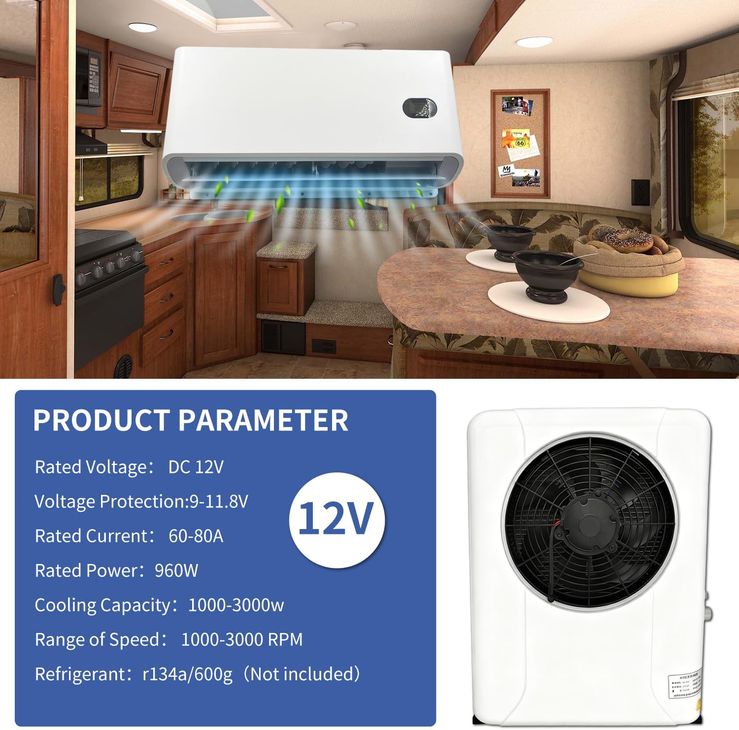 Aspligo 12v Semi Truck Air Conditioner 10000BTU Split Parking Air Conditioner 12 volt ac unit for truck Motorhome Tractor Trailer Camper Van RV Automotive RV SUV Bus Boat excavator off-road