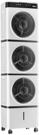 Portable Air Conditioners/Swamp Cooler with Remote, 12H Timer, Portable Evaporative Cooler with Oscillation, 3 Speeds, Cooling Fan for Bedroom, Living Room, Office(126cm(49.6in))