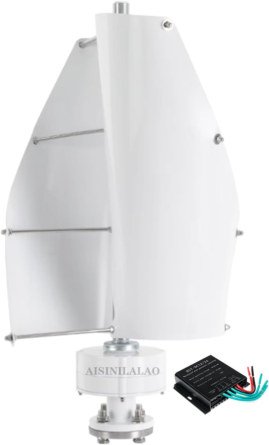 2000W 12V 24V 48V Spiral 2 Blade Wind Turbine Generator, Low Noise Permanent Magnet Generator with MPPT Controller, for Home, Boats, Street Lighting (220V)