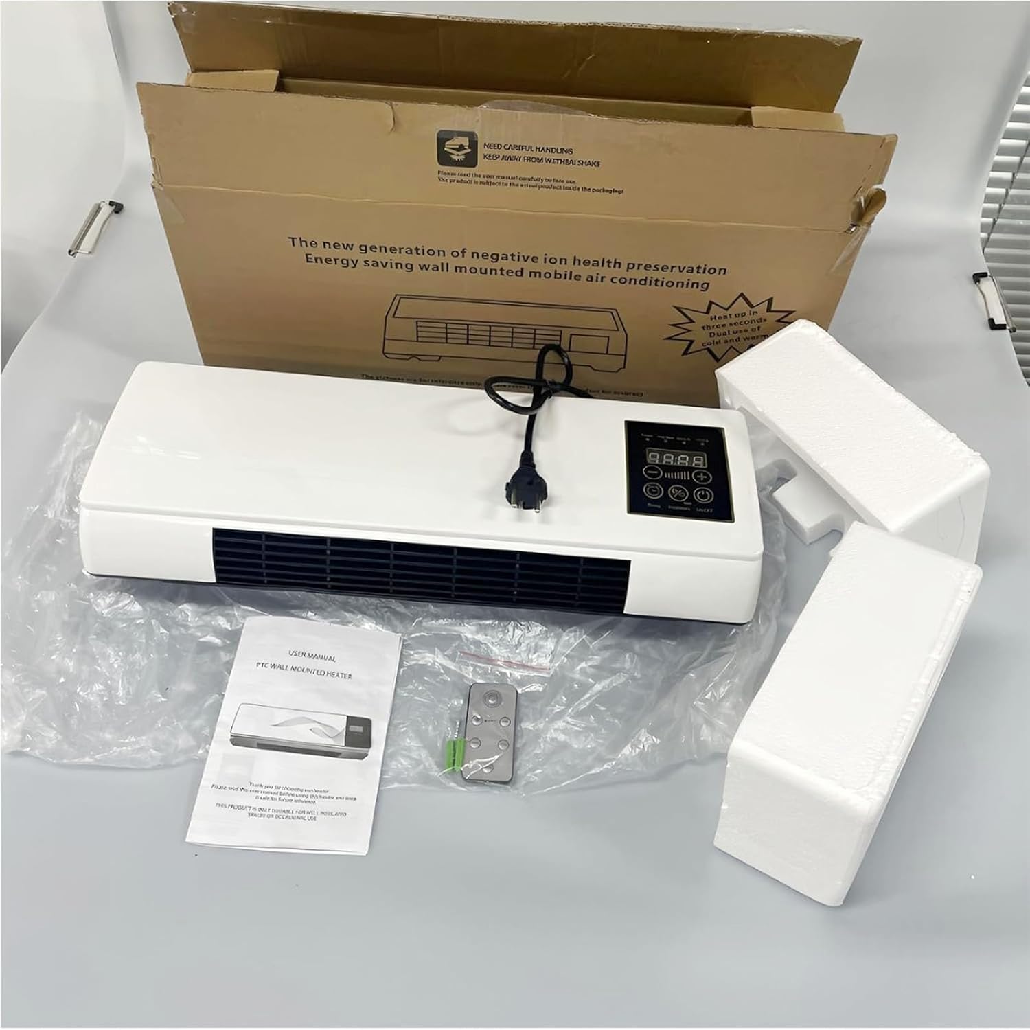 Portable Air Conditioner 2 In1 Mini Wall Mounted Smart Cooling and Heating Air Conditioner Fan for Bedroom Heater AC Unit Heating System Combo for Bathroom Office, RV(White)