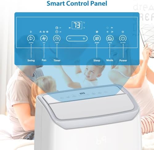 14000 BTU Portable Air Conditioners, Portable AC with 3-in-1 Cooling, Dehumidifying, and Fan Modes, Covers Up to 750 Sq. Ft, Features Quiet Operation, 24-Hour Timer, and Remote Control, White Top