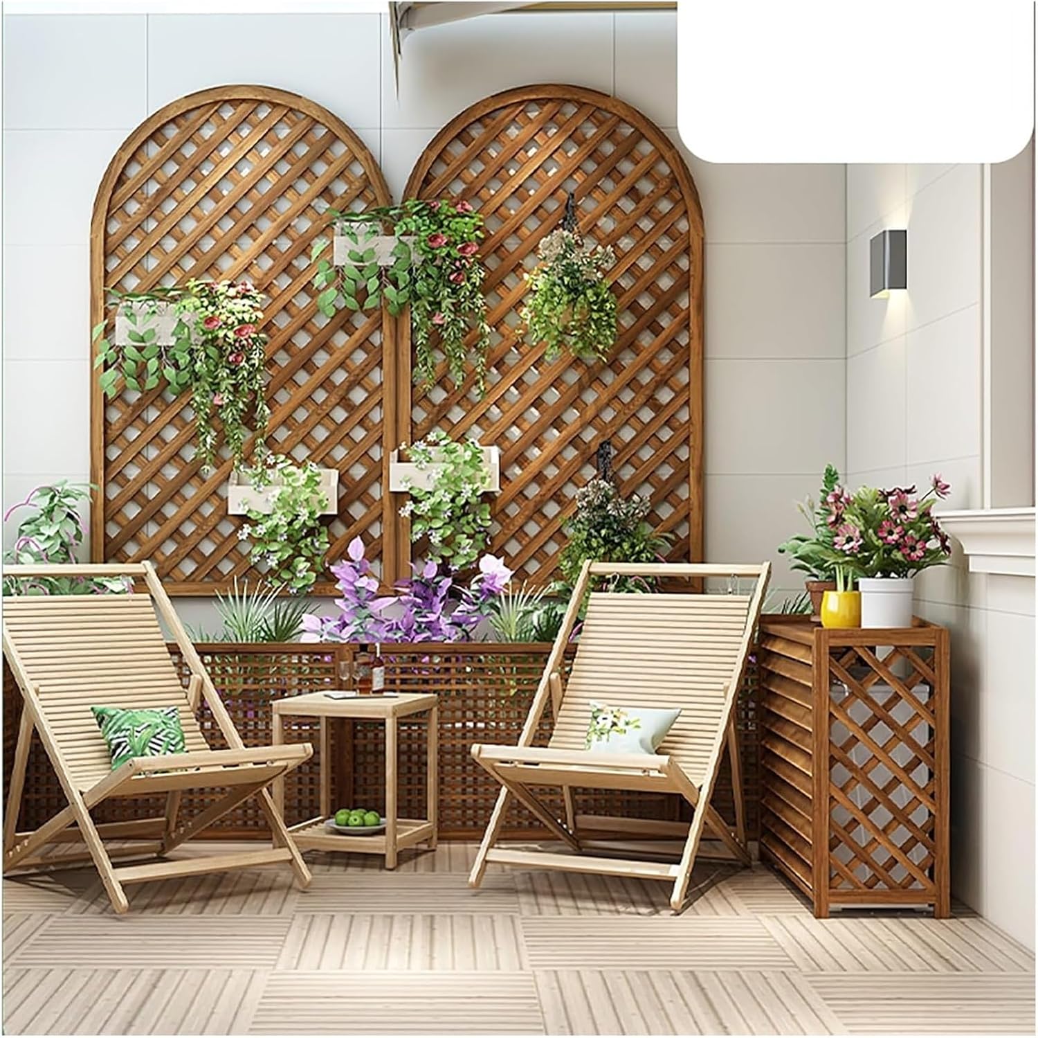 Air Conditioner Cover Fence Screen Privacy Screen Decorative To Hide Air Conditioner, Outdoor Pool Equipment Trash Can Enclosure, Ac Fence For Outside Unit Decorative Flower Stand(105x47x100cm)