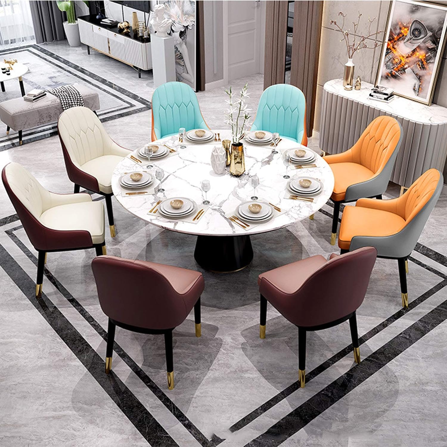 Dining Chair Kitchen Dining Room Furniture Chairs Faux Matte Suede Leather Armrests Backrest Dining Chairs for Office Lounge Kitchen Bedroom (Color : H)