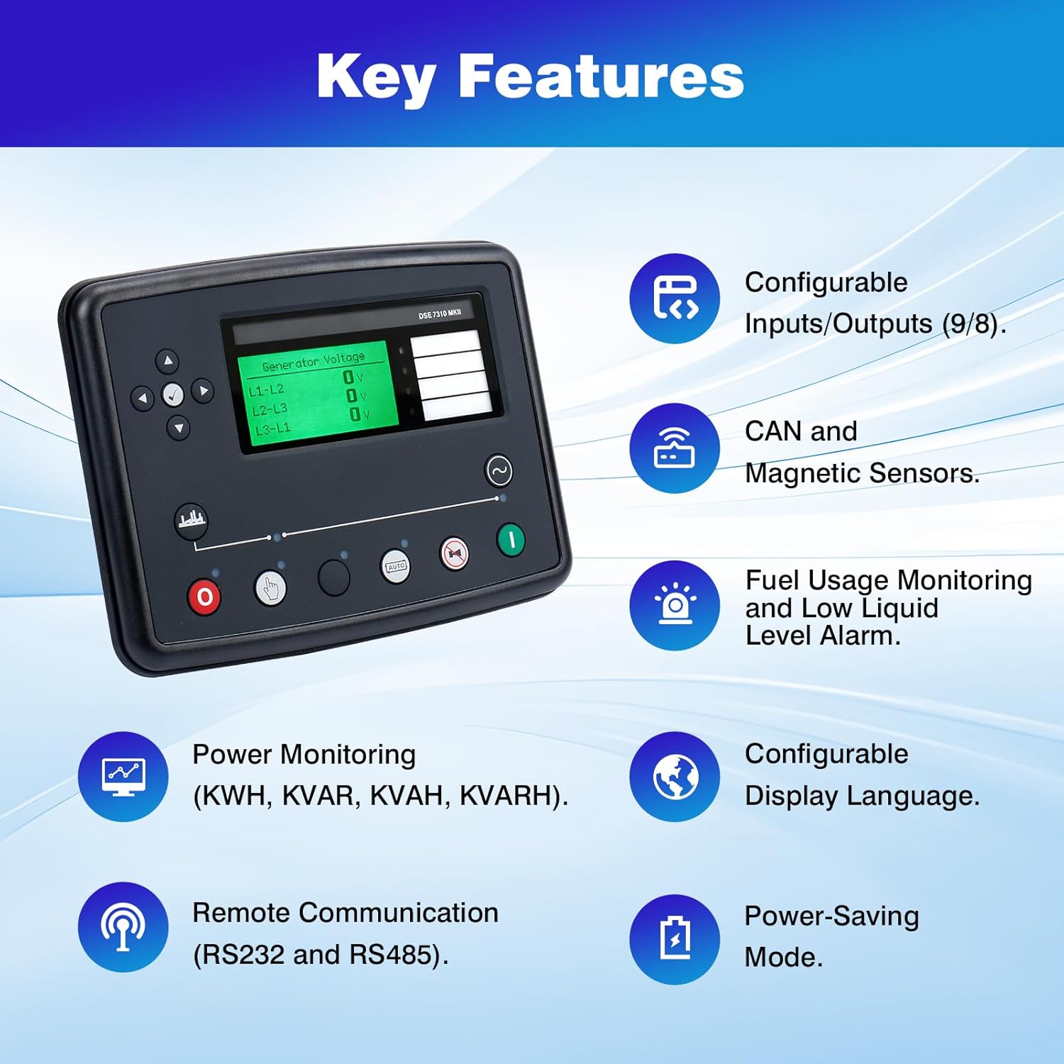 DSE7310 MKII Auto Start Control Module Suitable for a Wide Variety of Single, Diesel or Gas Gen-Set Applications LCD Display Controller Panel
