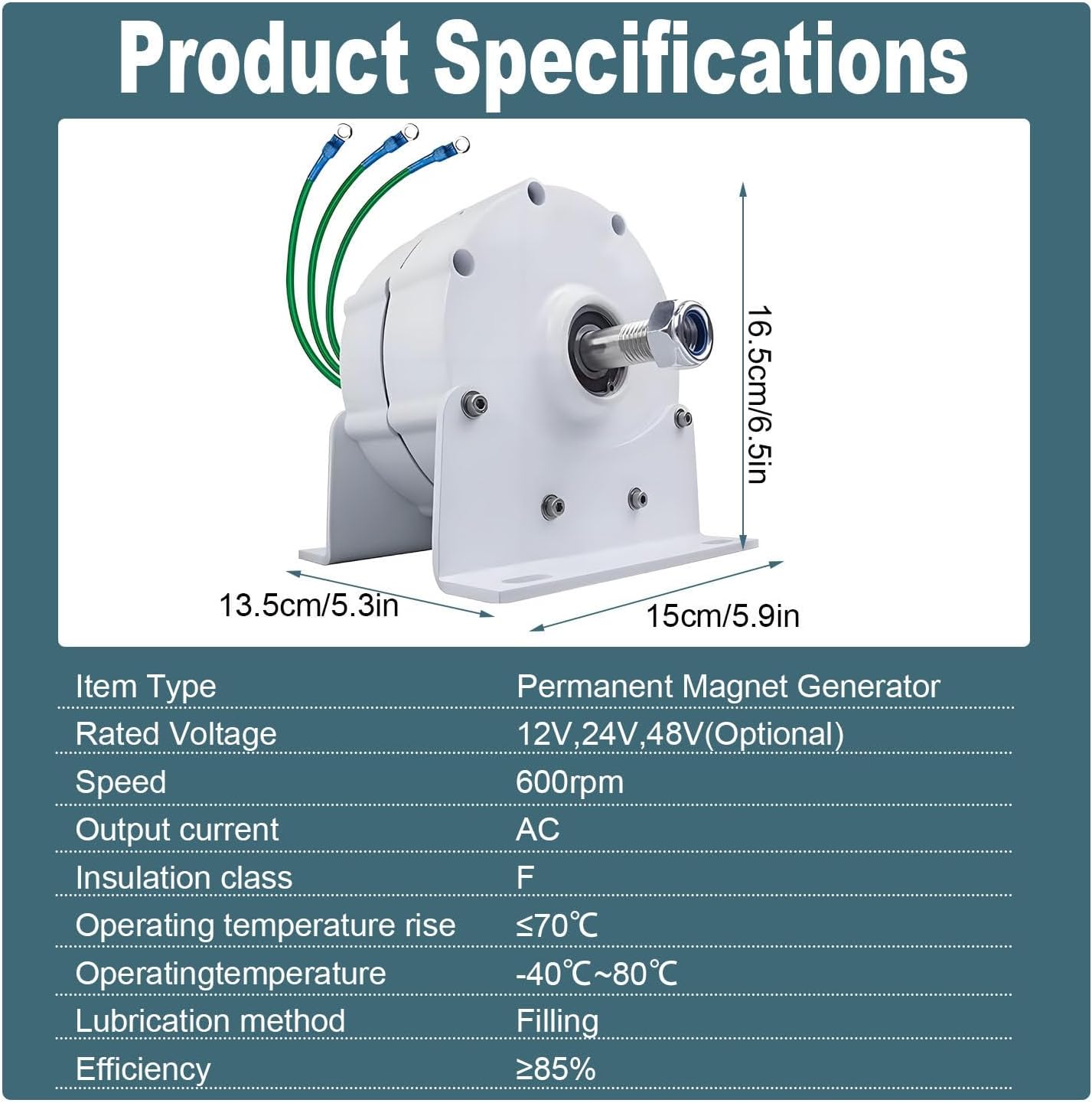 Gearless Permanent Magnet,Permanent Magnet Electric Motor Generator,Suitable for Solar Street Lights for Wind Power Generation, Marine/Marine Applications 48V