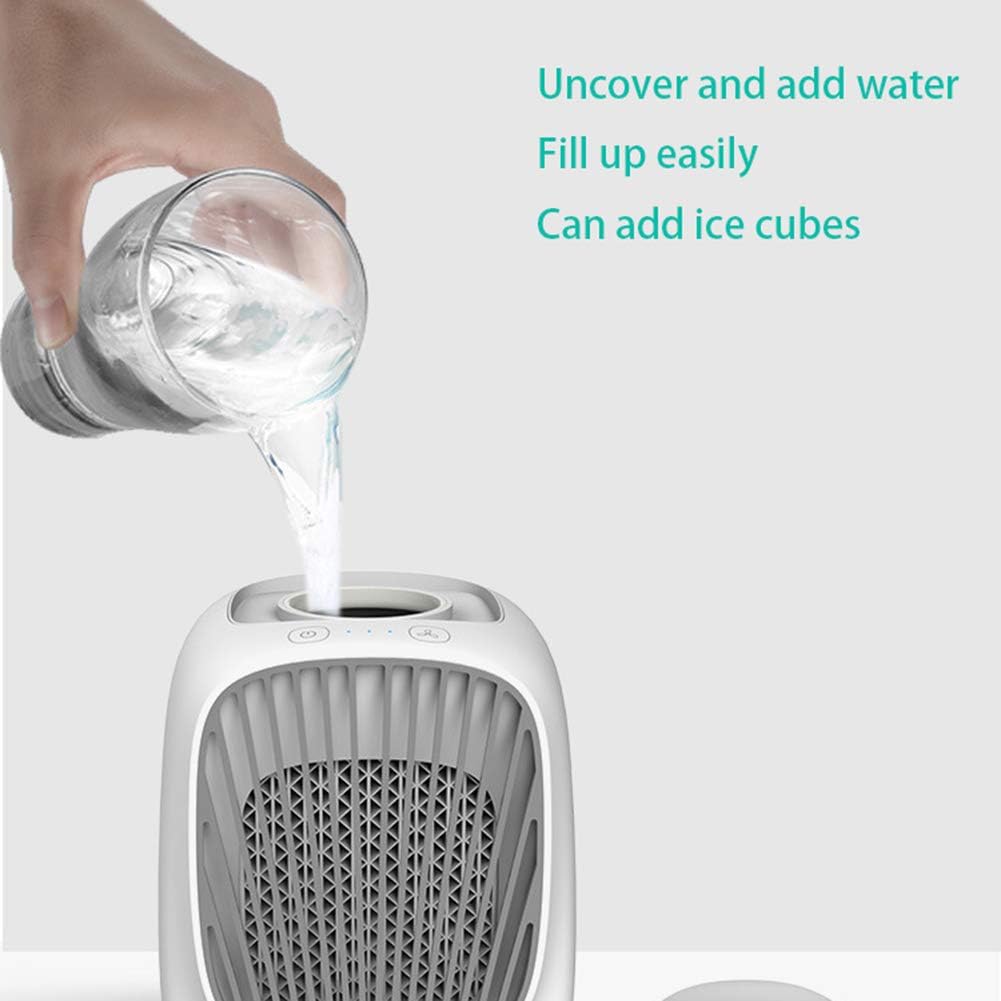 Mini Air Conditioner Portable Air Cooler 7 Colors LED USB Cooler Fan Air Cooling Fan Rechargeable Fan for Office Room White (Pink)