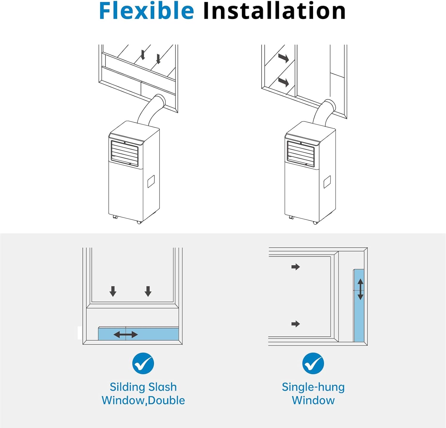 8,000BTU Portable Air Conditioner with Remote Control, Portable AC for Room up to 350 Sq. Ft., 5-in-1 Air Conditioner with Digital Display, Window Installation Kit, 24H Timer, Sleep Mode