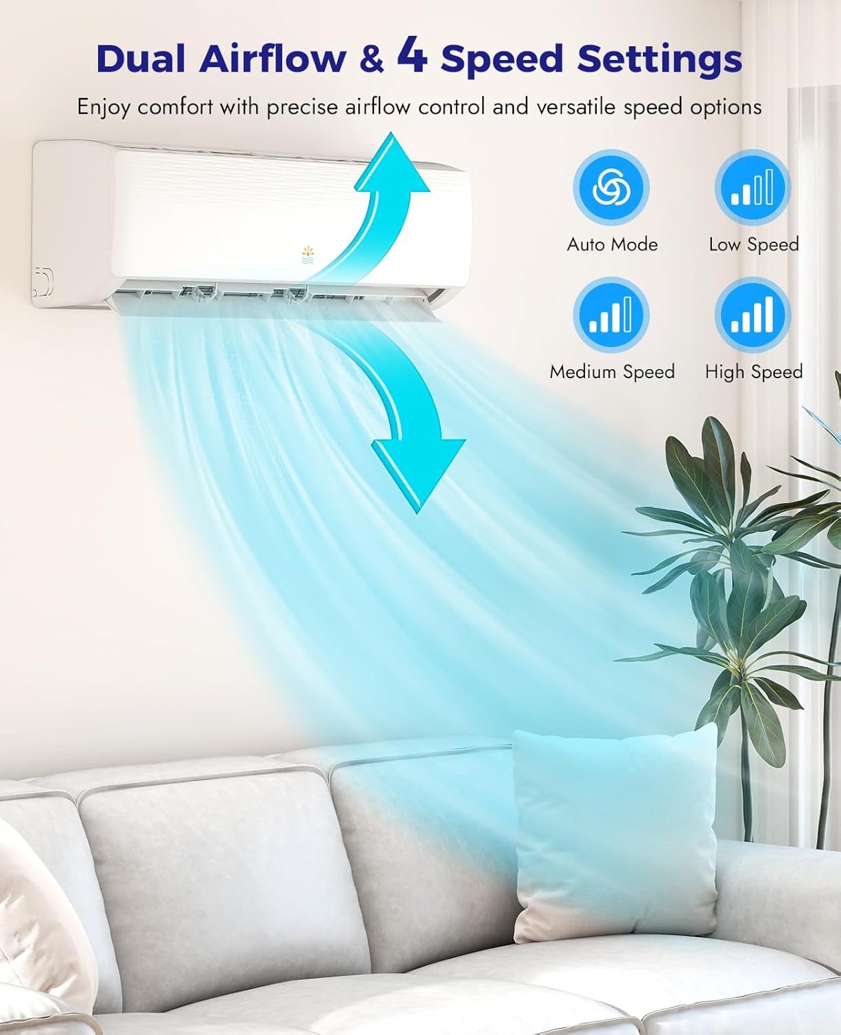 Mini Split Ac/Heating System - 12000 BTU Ductless Mini Split Air Conditioner with Heat Pump, 19 SEER2 115V Energy Efficient Ac Unit Up to 750 Sq.Ft with Installation Kit