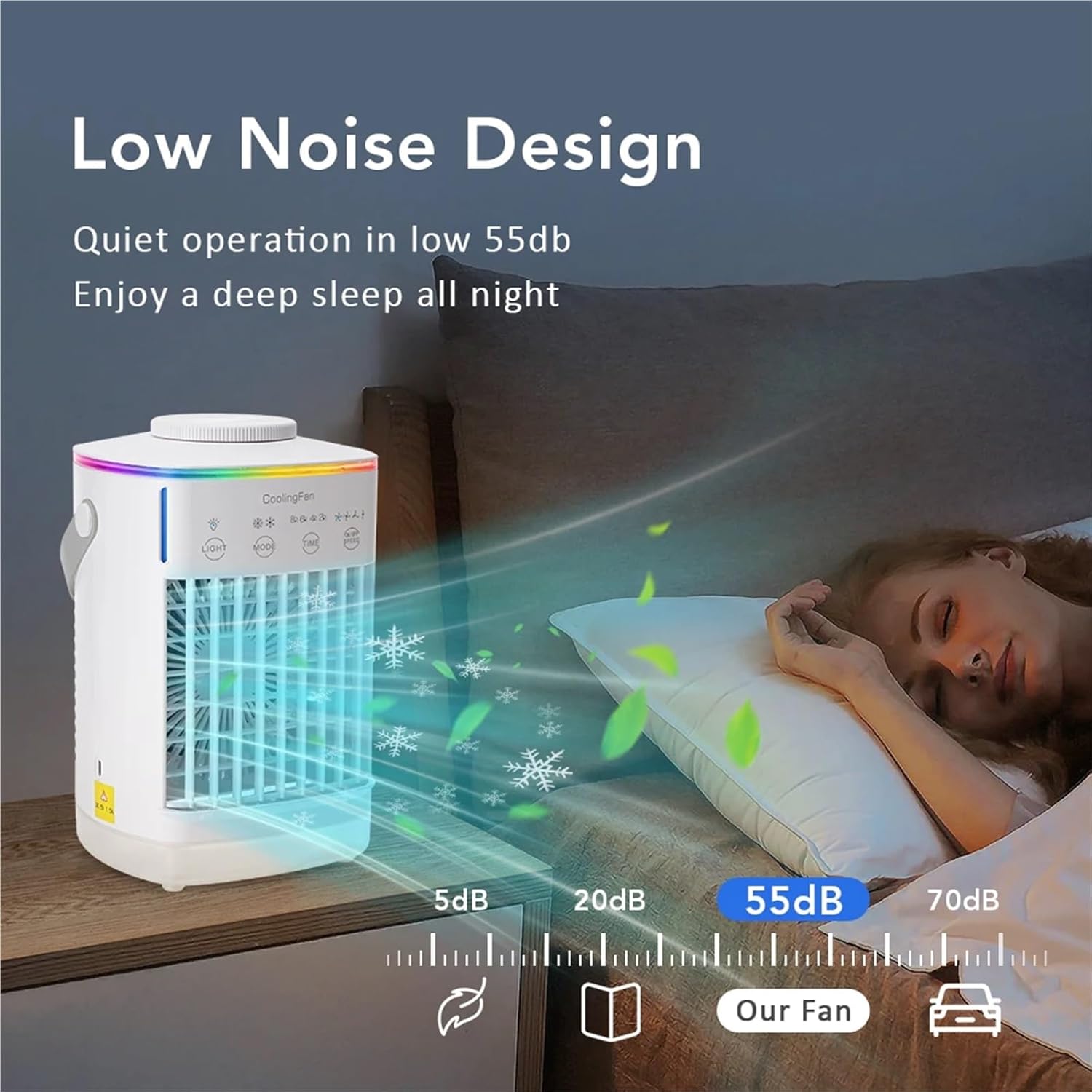 Portable Air Conditioner, Portable Air Conditioner with Colorful Atmosphere Light Water Cooling Fan,Desktop Fan for Home Outdoors