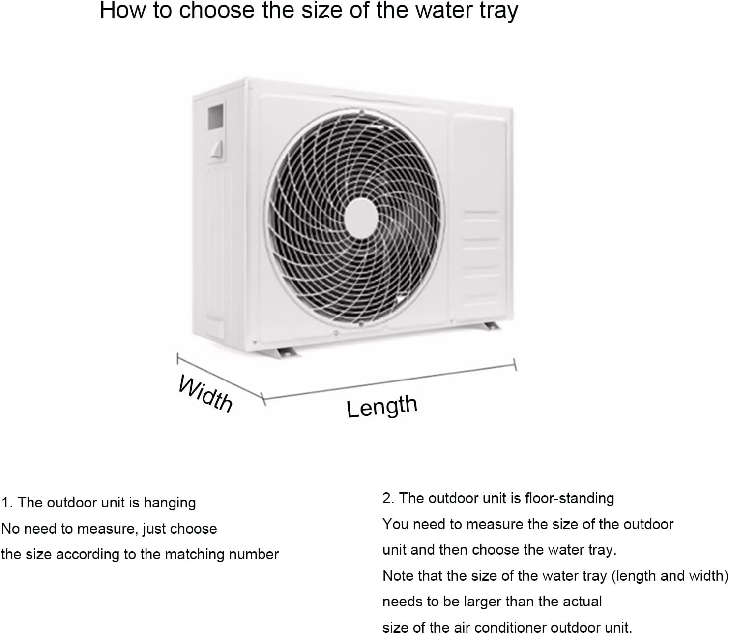 Condensate Drain Pan, Plastic Drain Pan with 200 Cm/78 Inch Hose, Suitable for Indoor and Outdoor Air Conditioner Units(91.5 * 45 * 2.5cm/36 * 17.7 * 0.98in)